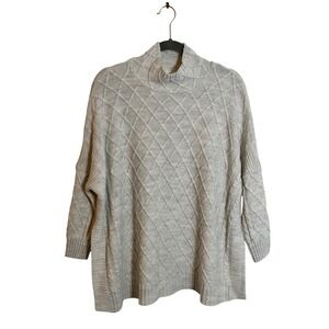 MerSea & Co. Diamond Knit Mock Neck Pullover Sweater‎ Size OS Beige 3/4 Sleeve